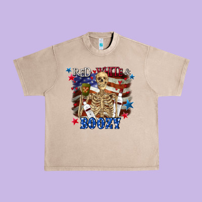 Red White Boozy 4th Of July Urban Heavy Tee Designed By Cowgirlartshop
