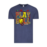 Vintage Denim play ball softball Vintage Tee - Zillion Design Studio