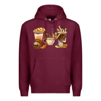 Burgundy Bakery Coffee Cups With Cookie Bbs Premium Hoodie - BundleAndBundleShop