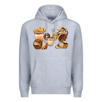 Heather Grey Bakery Coffee Cups With Cookie Bbs Premium Hoodie - BundleAndBundleShop