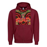 Burgundy spanish hand fan seamless pattern Zipper Hoodie - BundleAndBundleShop