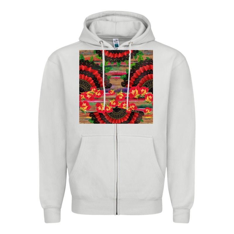 Spanish Hand Fan Seamless Pattern Zipper Hoodie by BundleAndBundleShop | Teevron