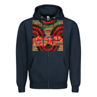 Navy spanish hand fan seamless pattern Zipper Hoodie - BundleAndBundleShop