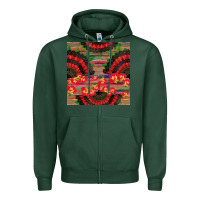 Sports Green spanish hand fan seamless pattern Zipper Hoodie - BundleAndBundleShop