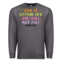 Charcoal Heather god is within her she will not fall Premium Sweatshirt - MaliasSmallBusiness