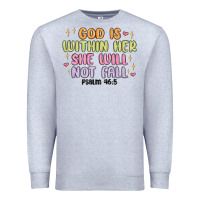 Heather Grey god is within her she will not fall Premium Sweatshirt - MaliasSmallBusiness