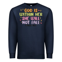 Navy god is within her she will not fall Premium Sweatshirt - MaliasSmallBusiness