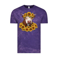 Cloud Purple hereford cow with sunflowers Vintage Tee - RanaPortraitStore