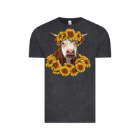Vintage Black hereford cow with sunflowers Vintage Tee - RanaPortraitStore