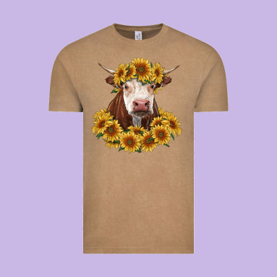 Hereford Cow With Sunflowers Vintage Tee Designed By Ranaportraitstore