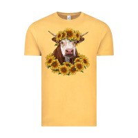 Vintage Mustard hereford cow with sunflowers Vintage Tee - RanaPortraitStore