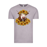 Vintage Zinc hereford cow with sunflowers Vintage Tee - RanaPortraitStore