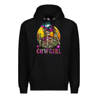 Black Cowgirl Skeleton With Landscape Premium Hoodie - BundleAndBundleShop