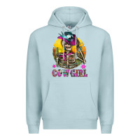Blue Mist Cowgirl Skeleton With Landscape Premium Hoodie - BundleAndBundleShop