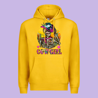 Cowgirl Skeleton With Landscape Premium Hoodie Designed By Bundleandbundleshop