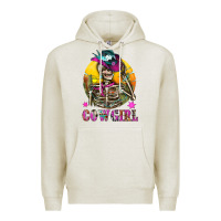 Oatmeal Heather Cowgirl Skeleton With Landscape Premium Hoodie - BundleAndBundleShop