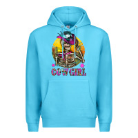 Ocean Blue Cowgirl Skeleton With Landscape Premium Hoodie - BundleAndBundleShop