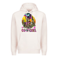 Pale Pink Cowgirl Skeleton With Landscape Premium Hoodie - BundleAndBundleShop