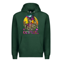 Sports Green Cowgirl Skeleton With Landscape Premium Hoodie - BundleAndBundleShop
