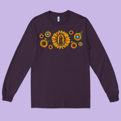 Sunflower Lady Of Guadalupe Long Sleeve Tee Designed By Jahusdesignshop