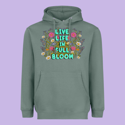 Live Life In Full Bloom Heavyweight Hoodie Designed By Maliassmallbusiness