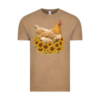 Vintage Coffee chicken with sunflowers Vintage Tee - RanaPortraitStore