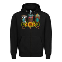 Black coffee group and sunflowers Zipper Hoodie - Artiststas