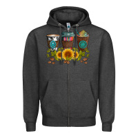Charcoal Heather coffee group and sunflowers Zipper Hoodie - Artiststas