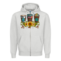 Dove Grey coffee group and sunflowers Zipper Hoodie - Artiststas