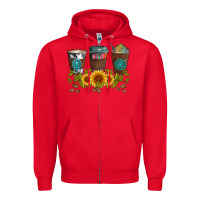 Red coffee group and sunflowers Zipper Hoodie - Artiststas