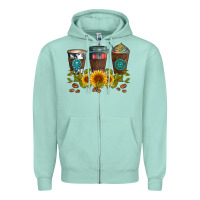 Seafoam coffee group and sunflowers Zipper Hoodie - Artiststas