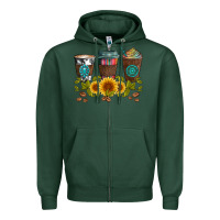 Sports Green coffee group and sunflowers Zipper Hoodie - Artiststas