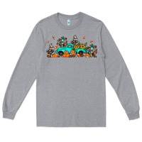 Heather Grey fall cactus pumpkin truck Long Sleeve Tee - JahusDesignShop