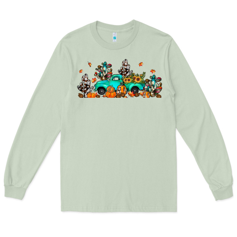 Fall Cactus Pumpkin Truck Long Sleeve Tee by JahusDesignShop | Teevron