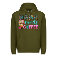 Army Green Mama Needs Coffee Bbs Premium Hoodie - BundleAndBundleShop