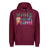 Burgundy Mama Needs Coffee Bbs Premium Hoodie - BundleAndBundleShop