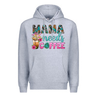 Heather Grey Mama Needs Coffee Bbs Premium Hoodie - BundleAndBundleShop