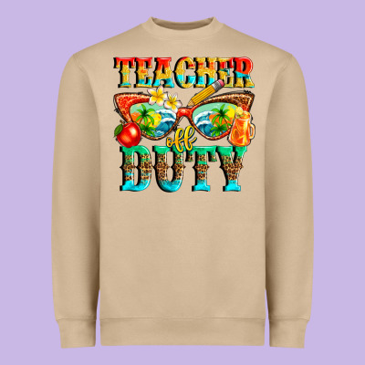 Teacher Off Duty Heavyweight Sweatshirt Designed By Texasbilliewilder