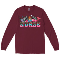 Burgundy nurse with race and oto equipment Long Sleeve Tee - AdoDesignShop
