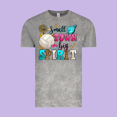 Small Town Big Spirit Volleyball Vintage Tee Designed By Zillion Design Studio
