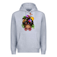 Heather Grey Beach Hair Afro Messy Bun Bbs Premium Hoodie - BundleAndBundleShop