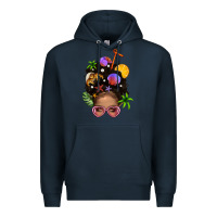 Navy Beach Hair Afro Messy Bun Bbs Premium Hoodie - BundleAndBundleShop