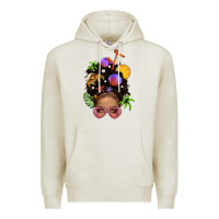 Oatmeal Heather Beach Hair Afro Messy Bun Bbs Premium Hoodie - BundleAndBundleShop