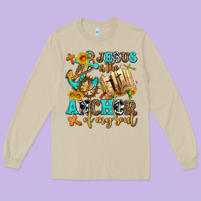 Jesus Is The Anchor Of My Soul Long Sleeve Tee Designed By Adodesignshop
