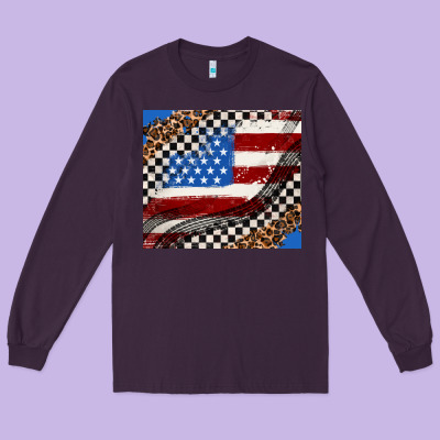 American Flag And Racee Flag Long Sleeve Tee Designed By Adodesignshop