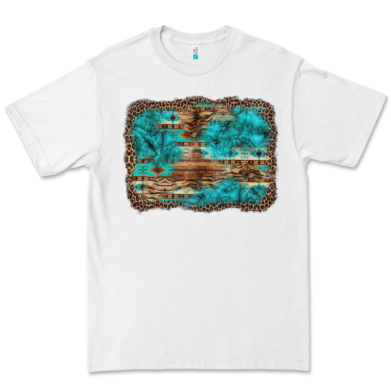 Western Turquoise Stone Aztec Tiger Pattern Background Premium Tee by Artiststas | Teevron