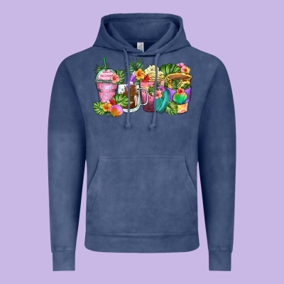 Tropical Coffee Cups Vintage Hoodie Designed By Zillion Design Studio