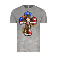 Cloud Rock american flag cross cow skull sunflowers Vintage Tee - RanaPortraitStore