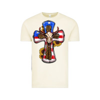 Vintage Arctic american flag cross cow skull sunflowers Vintage Tee - RanaPortraitStore