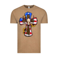 Vintage Coffee american flag cross cow skull sunflowers Vintage Tee - RanaPortraitStore